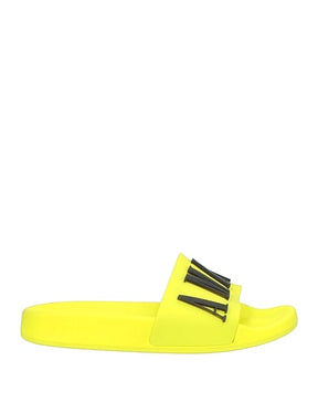 Amiri Neon Yellow Slides with Bold Logo