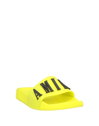 Amiri Neon Yellow Slides with Bold Logo