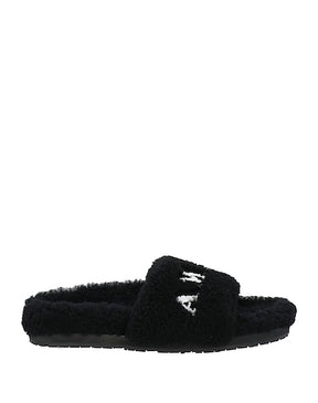 Amiri Black Fleece Slide Sandals