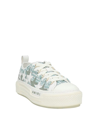 Amiri Star-Embellished White and Aqua Sneakers