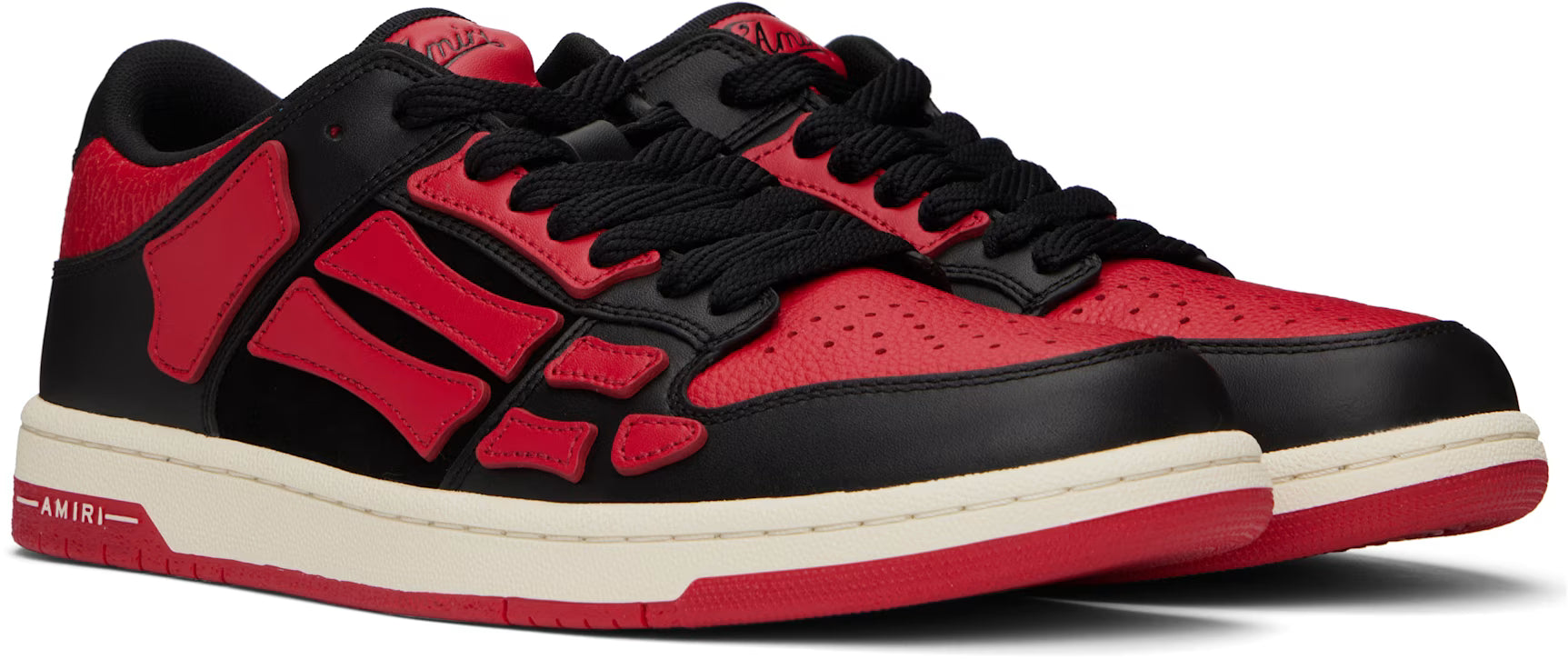 Black & Red Skel-Top Low Sneakers