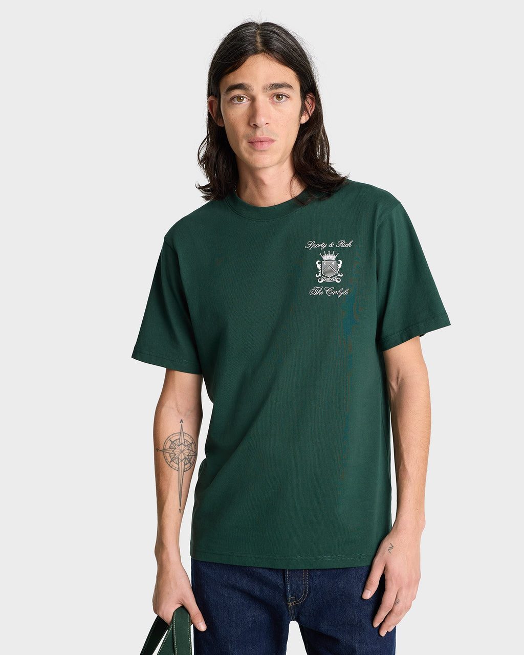 The Carlyle Crest T-Shirt - Forest/White