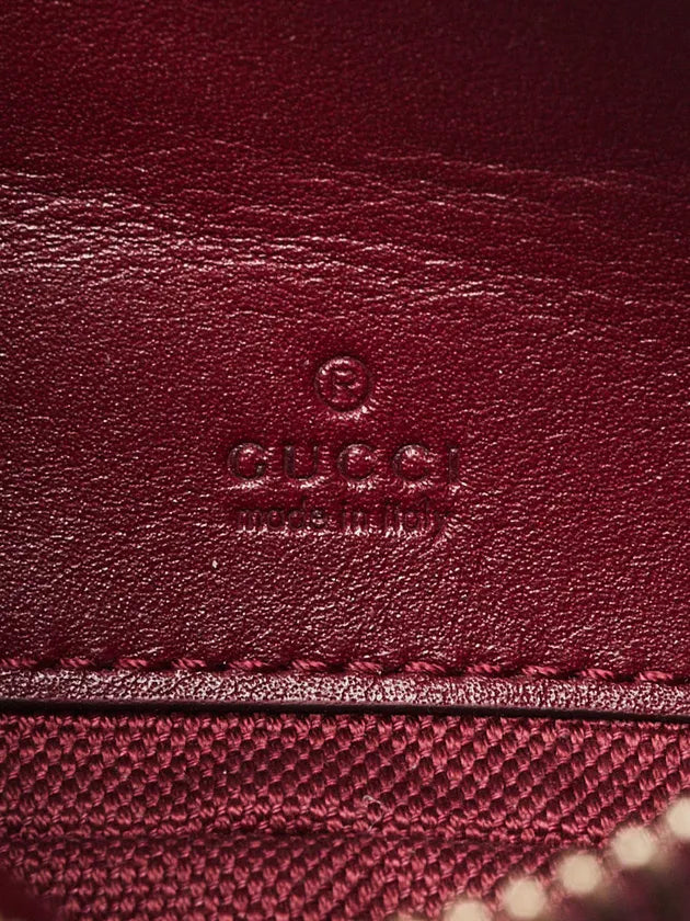 Gucci Bordeaux Embossed Leather Mini Emblem Chain Shoulder Bag