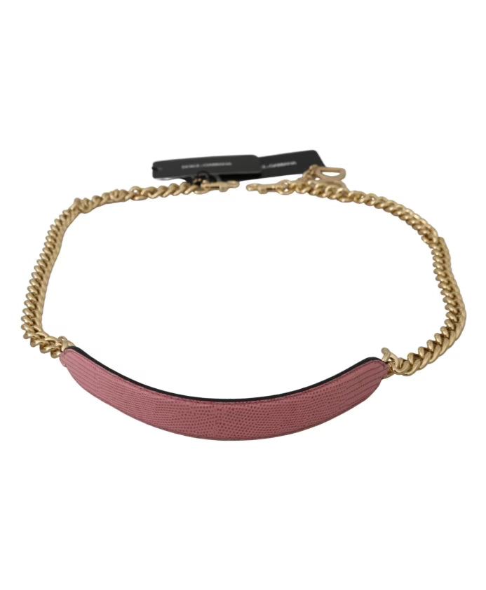 Pink Leather Gold Chain Acry Shoulder Strap