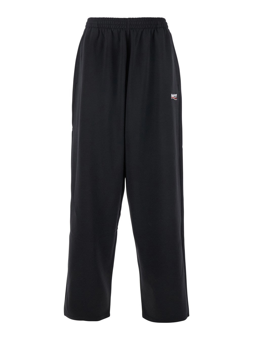 Balenciaga Black Pants with Elastic Waist and Logo Detail on the Front in Cotton Blend Man