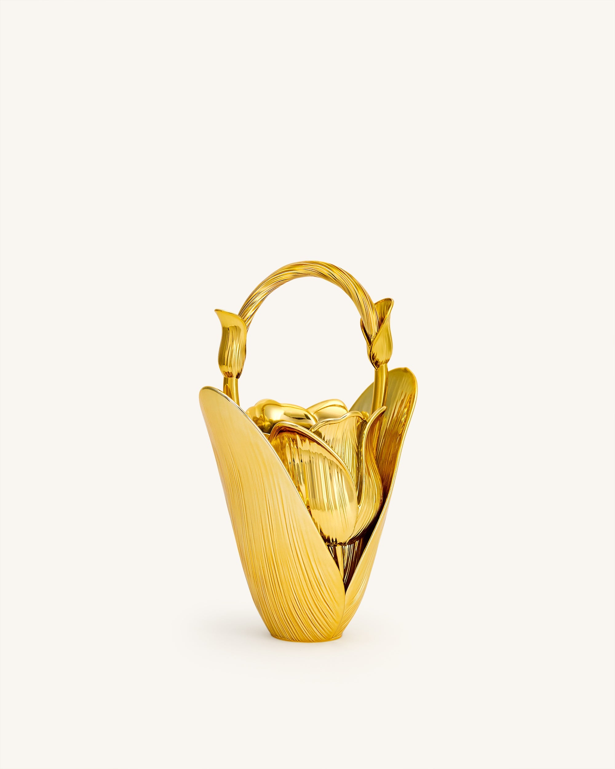 Ella Tulip Vase Top Handle Bag - Gold