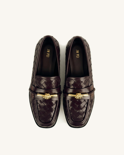Elowen Woven Horsebit Loafers - Black