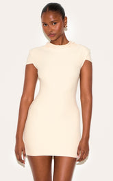 Almond Soft Touch High Neck Cowl Bodycon Dress
