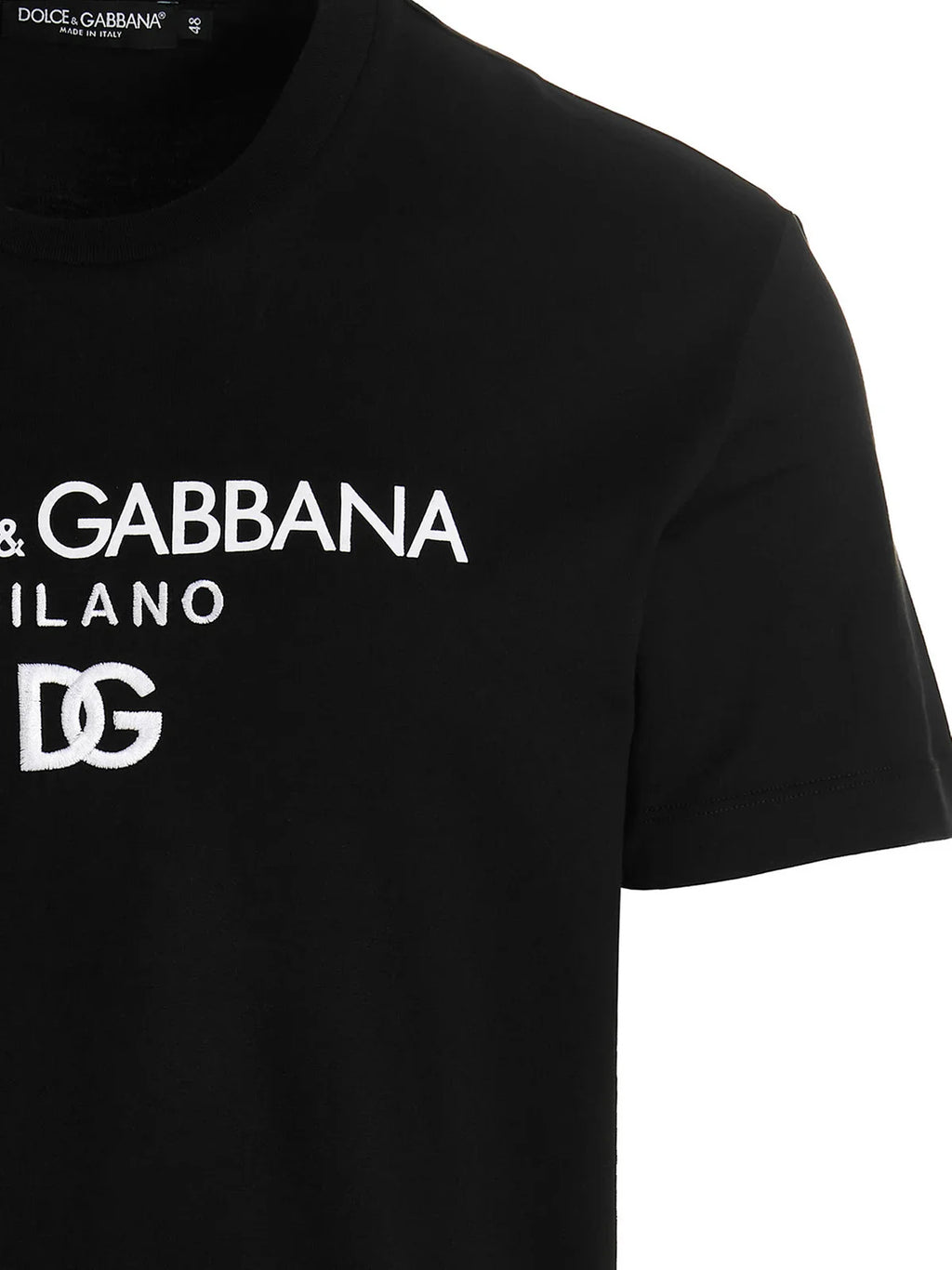 Dolce & Gabbana Embroidered DG Milano Logo T-Shirt in Black