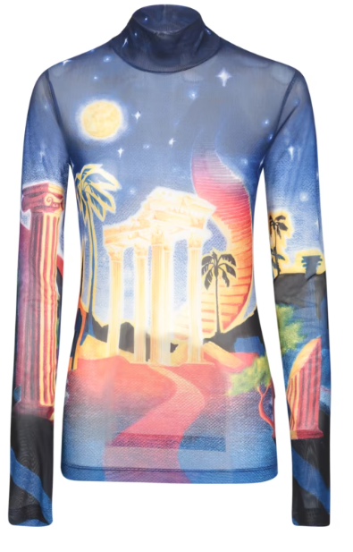 Casablanca Blue Knitwear with Multicolor Print