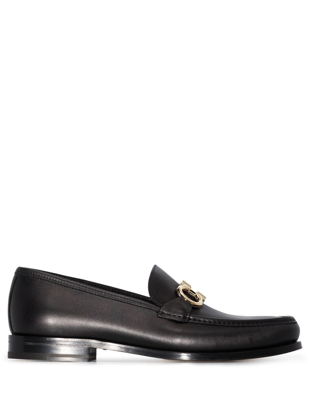 Salvatore Ferragamo Gancini Leather Loafers – Black