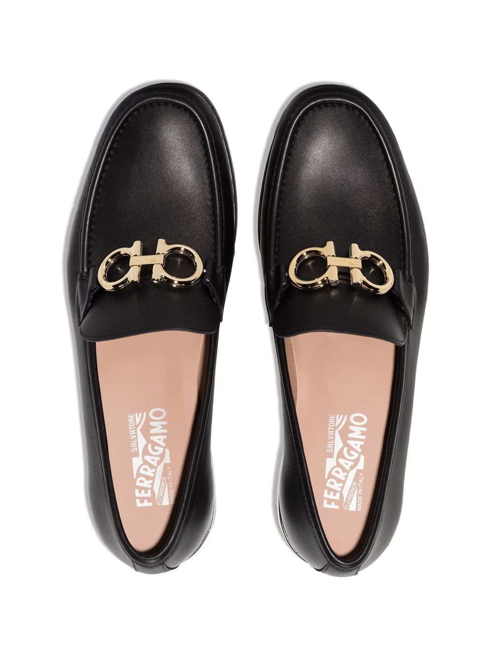 Salvatore Ferragamo Gancini Leather Loafers – Black