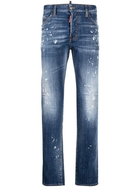 Dsquared2 Bleached Spots Wash Cool Guy Slim Jeans in Blue