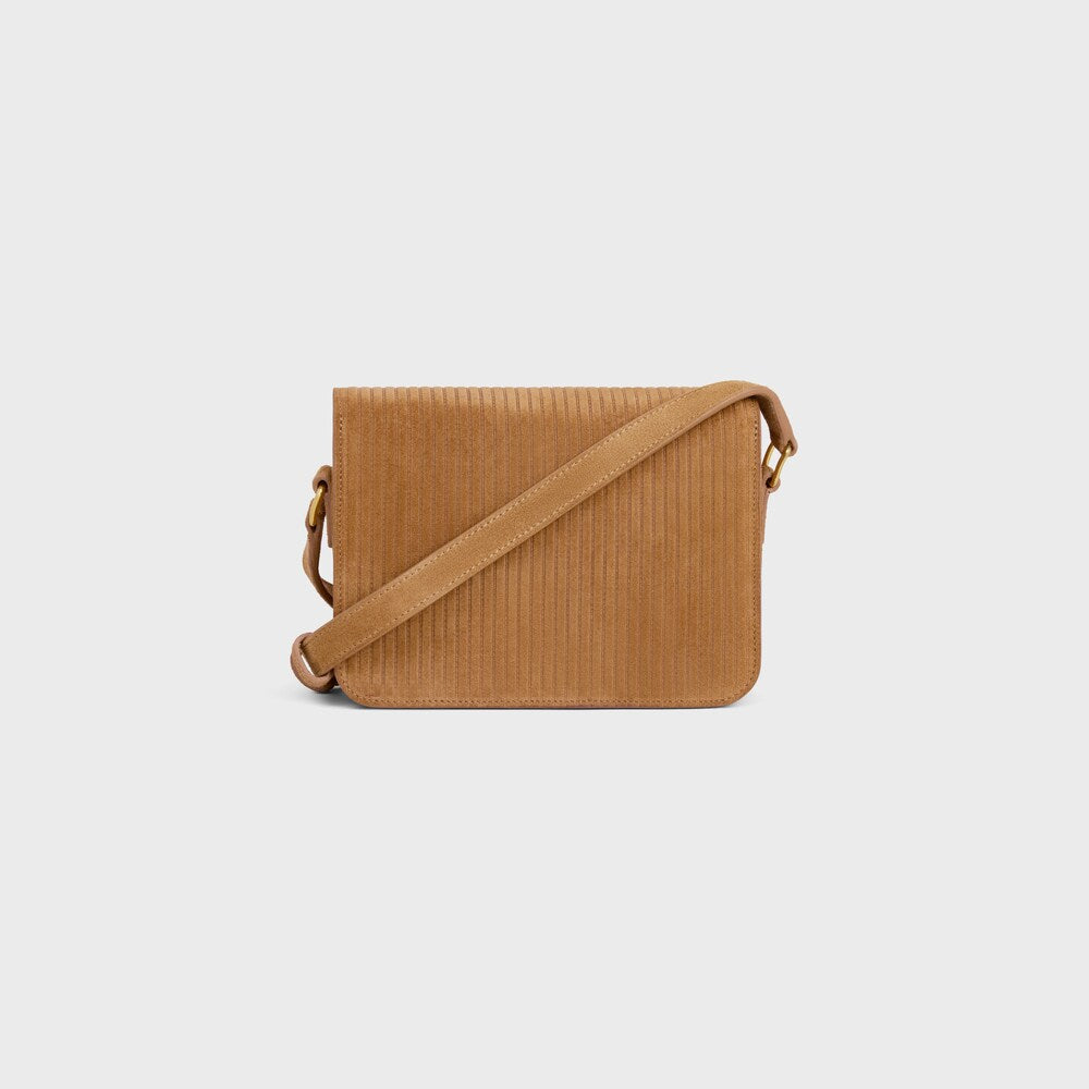 Celine Teen Triomphe Bag in Striped Suede Calfskin