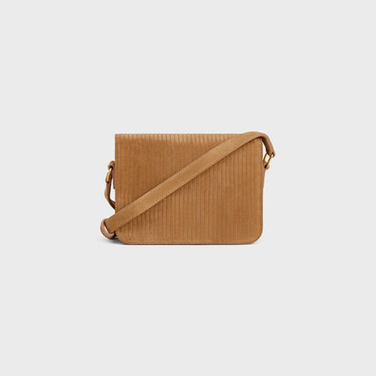 Celine Teen Triomphe Bag in Striped Suede Calfskin