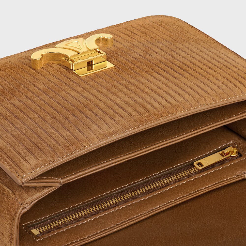 Celine Teen Triomphe Bag in Striped Suede Calfskin