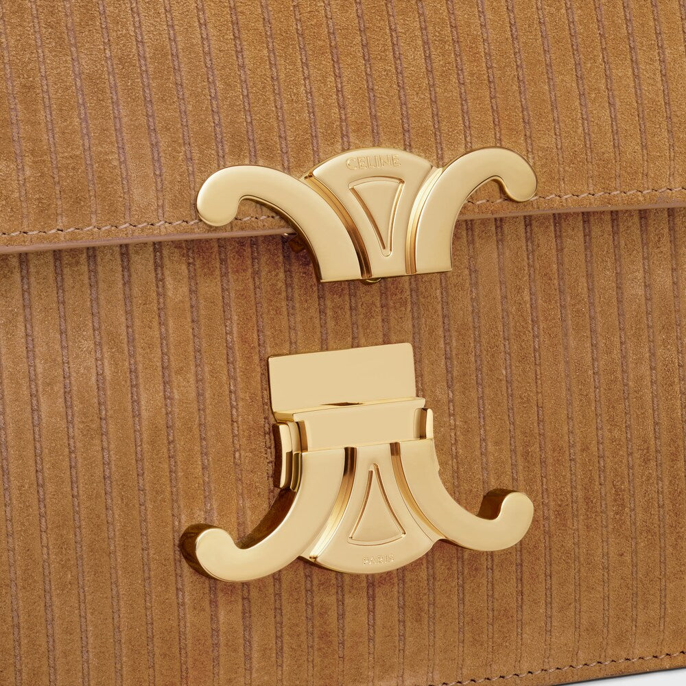 Celine Teen Triomphe Bag in Striped Suede Calfskin