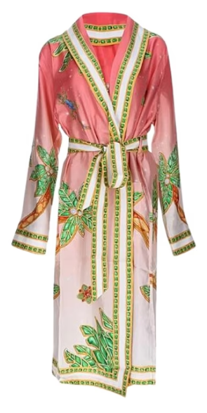 Casablanca Silk Printed Long Sleeve Robe