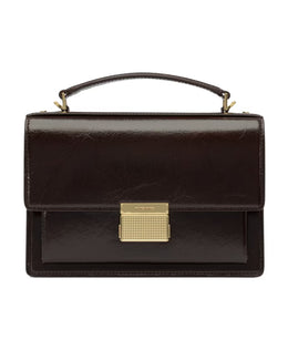 Brown Crossbody Bag with Gold Details