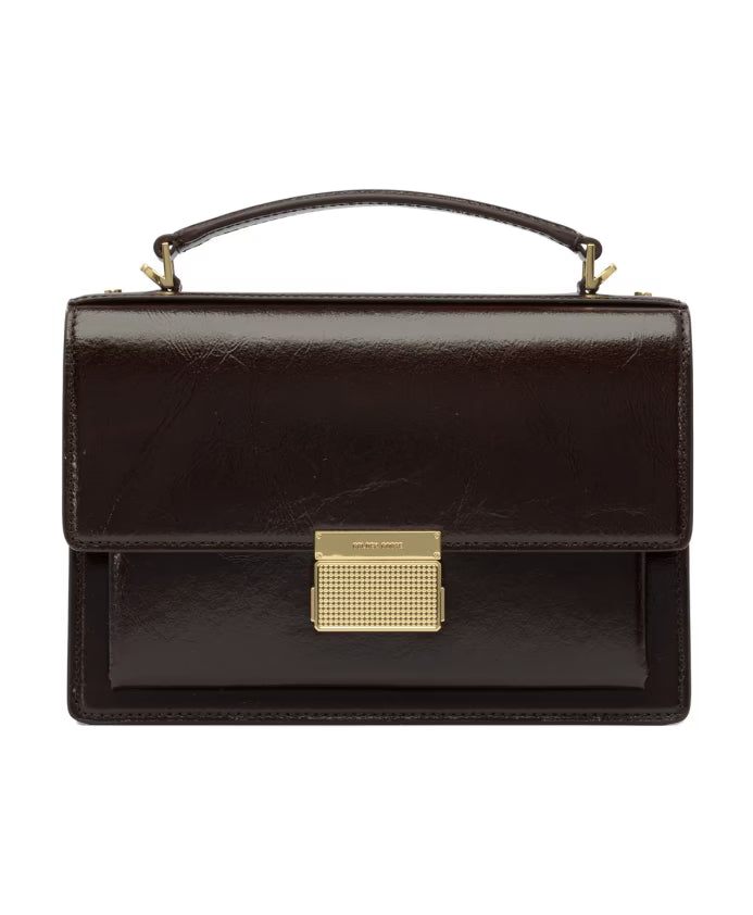 Brown Crossbody Bag with Gold Details