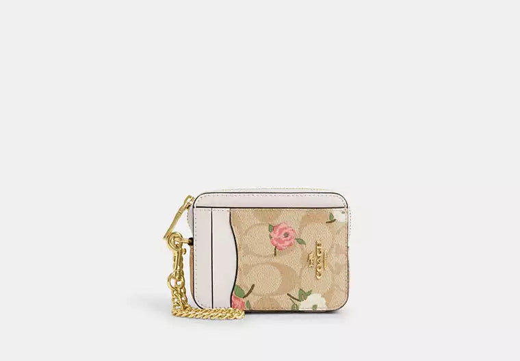 Coach Zip Card Case In Signature Canvas With Floral Print - Bags | Shop From The Mirage