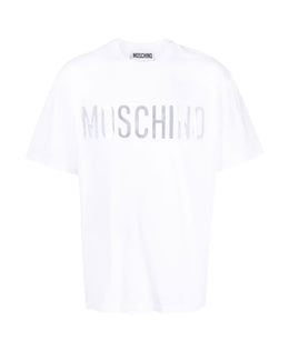 Moschino White Logo-Print Cotton T-Shirt