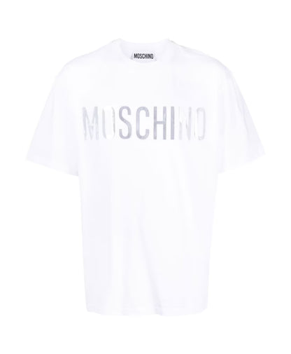 Moschino White Logo-Print Cotton T-Shirt