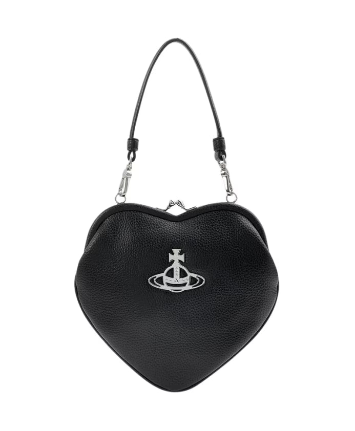 Heart Frame Black PU Leather Purse