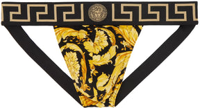 Versace Underwear Black & Gold Barocco Jockstrap