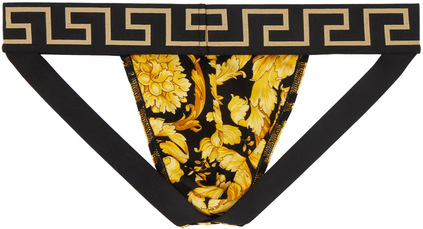 Versace Underwear Black & Gold Barocco Jockstrap