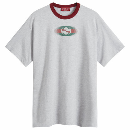 Gucci Men's Back Logo T-Shirt in Grey Melange