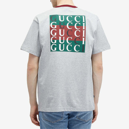 Gucci Men's Back Logo T-Shirt in Grey Melange
