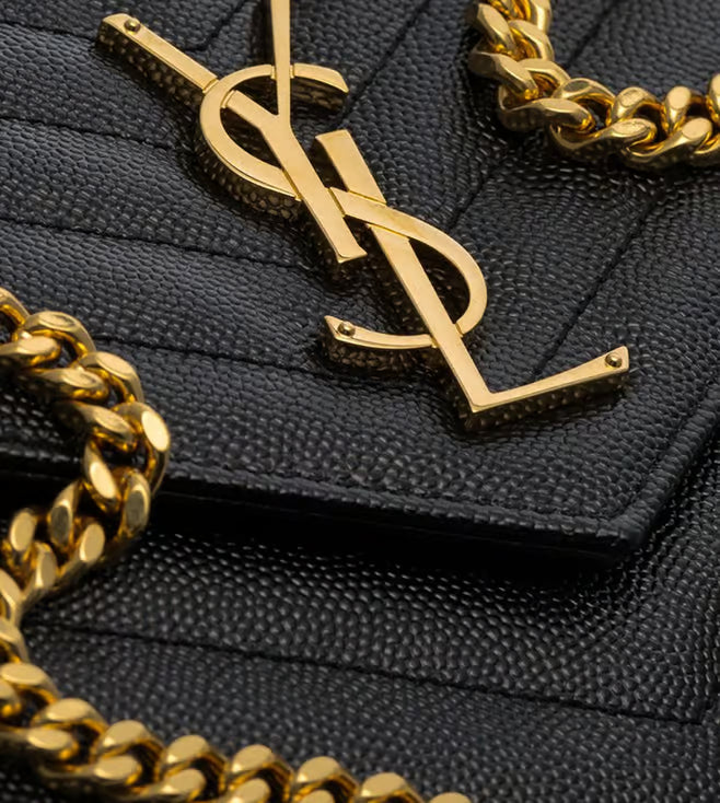 YSL Wallet on Chain in Grained Leather