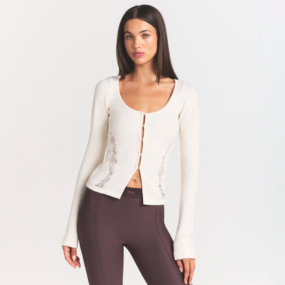 Lace Knit Long Sleeve Cardigan