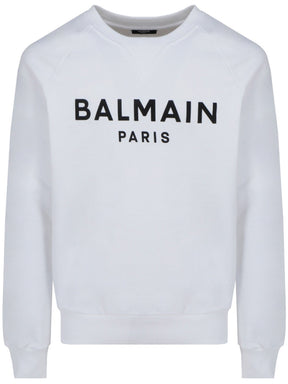Balmain Paris Logo Printed Sweatshirt in White