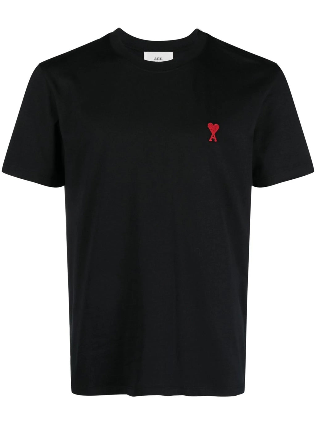 Ami Paris Ami De Coeur Red Embroidered Logo T-Shirt in Black
