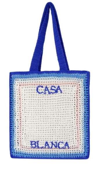 Casablanca Blue Cotton Crochet Shopper Bag