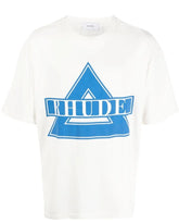 Rhude Blue Triangle Logo Print in White