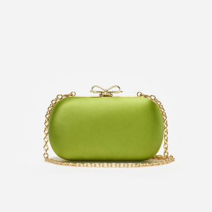Green Satin Clutch Bag