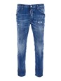 Dsquared2 'Skater' Blue Jeans with Logo Patch on the Rear and Distressed Effect in Denim Man