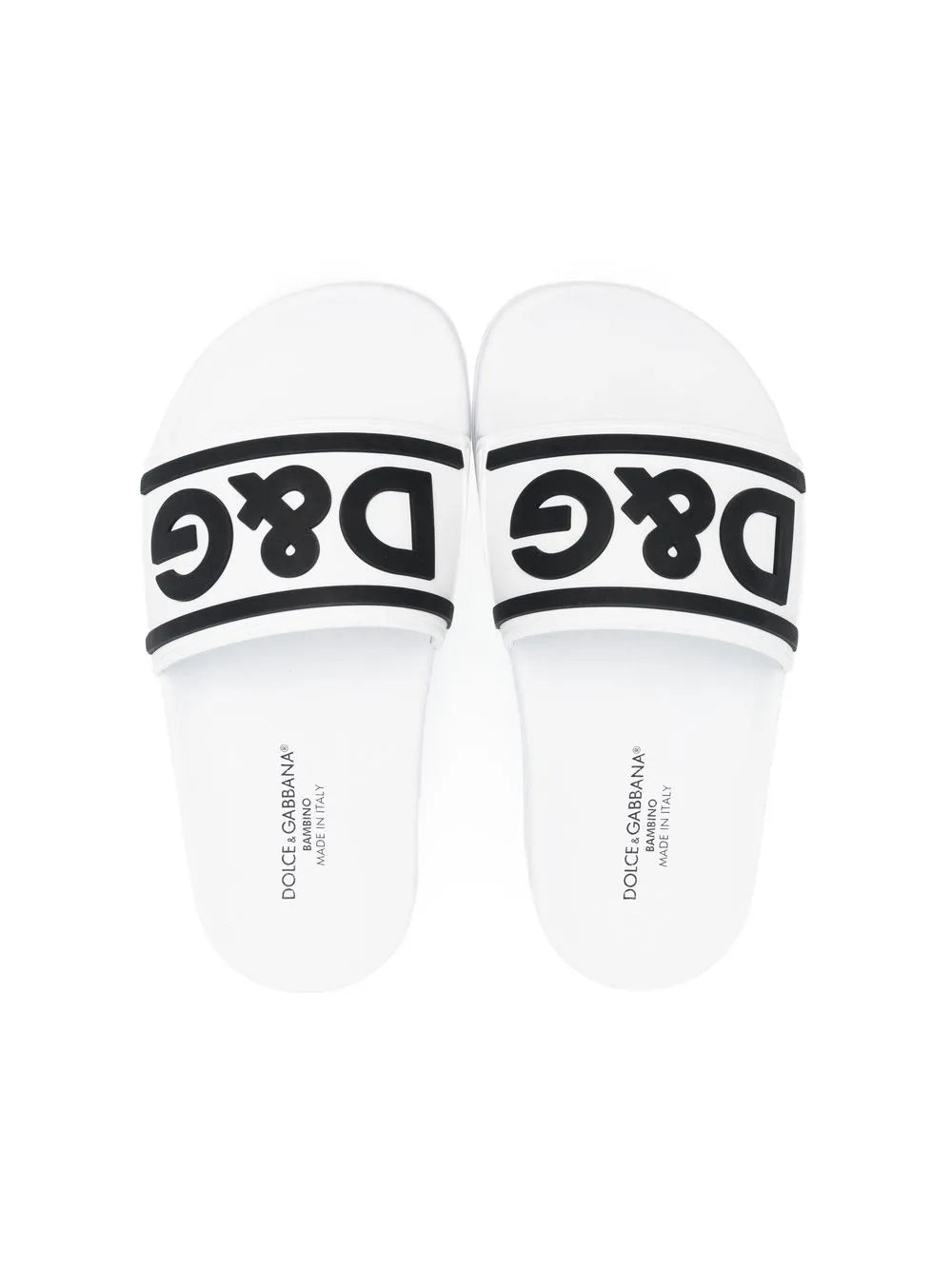 DOLCE & GABBANA WHITE SLIDERS WITH CONTRASTING DG LOGO