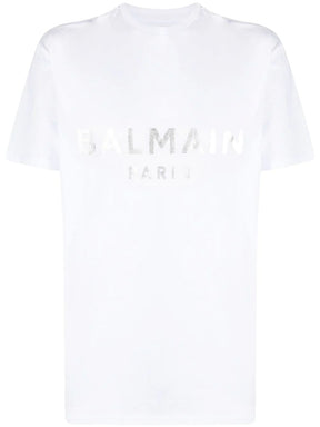 Balmain Silver Print T-Shirt in White