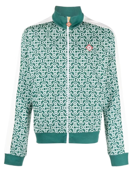 Casablanca Monogram-Jacquard Zip-Up Cardigan