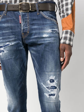 Dsquared2 1964 Patch Distressed Slim Jeans Blue