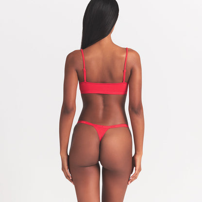 Lightweight Cotton Logo Picot Thong