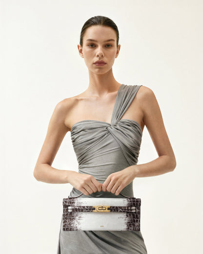 Bria Structured Top Handle Bag - BLue Denim