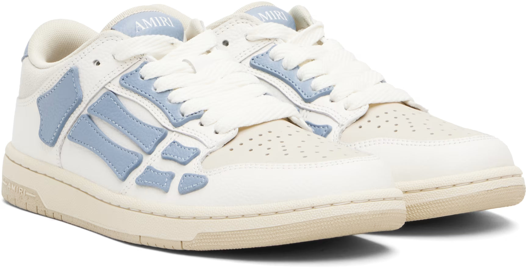 White & Blue Skel Top Low Sneakers