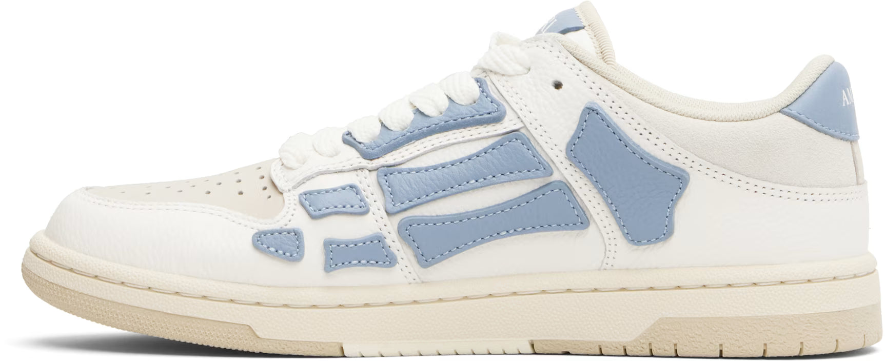 White & Blue Skel Top Low Sneakers