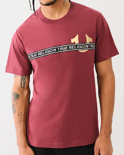 METALLIC LOGO TAPING TEE