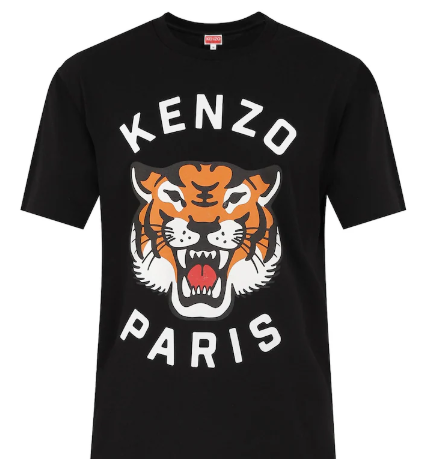 Kenzo  Men Black Lucky Tiger embroidered T-shirt